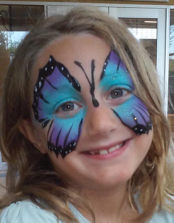 Blue Butterfly Face Painting, Face Painting done by Georgia…